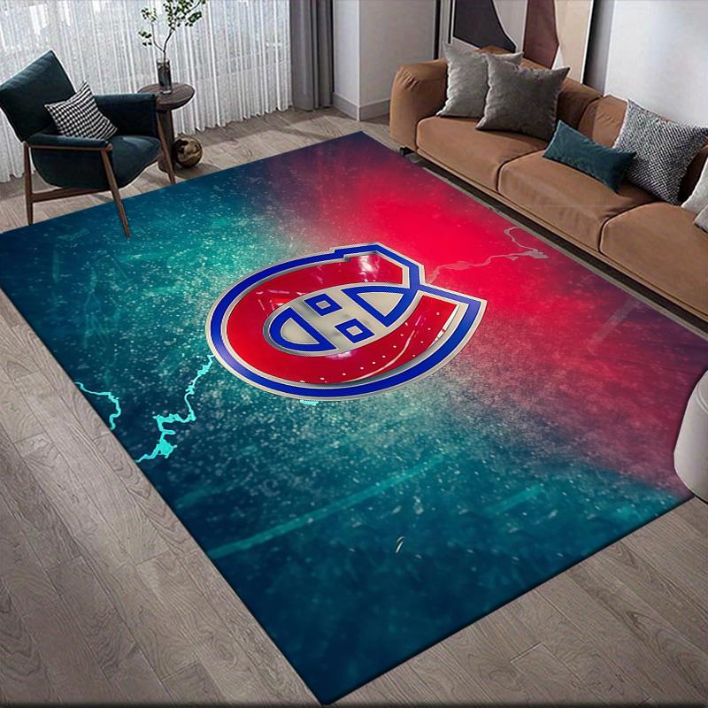 Montreal Canadiens2 Flannel Pattern Square Carpet,Area Rug,Carpet Rug for Living Room Bedroom Sofa Playroom Decor,Non-slip Floor Mat