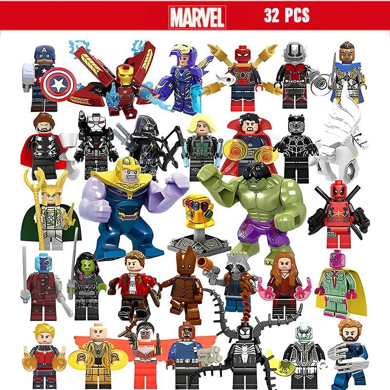Marvel Superhero Boy Puzzle Building Block Toy Set 32pcs Plastic Material 4.5cm Height