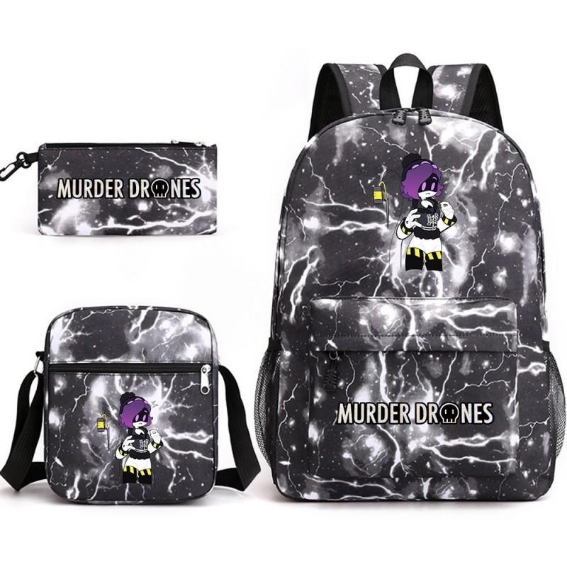 Murder Drones Themed 3-Piece School Set: Backpack Shoulder Bag Pencil Case Teens