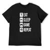Gamer design_Eat, Sleep, Game, Rapeat T-Shirt Anime Shirt Luxury Man Tees Mens Plain T Shirts