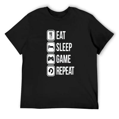 Gamer design_Eat, Sleep, Game, Rapeat T-Shirt Anime Shirt Luxury Man Tees Mens Plain T Shirts
