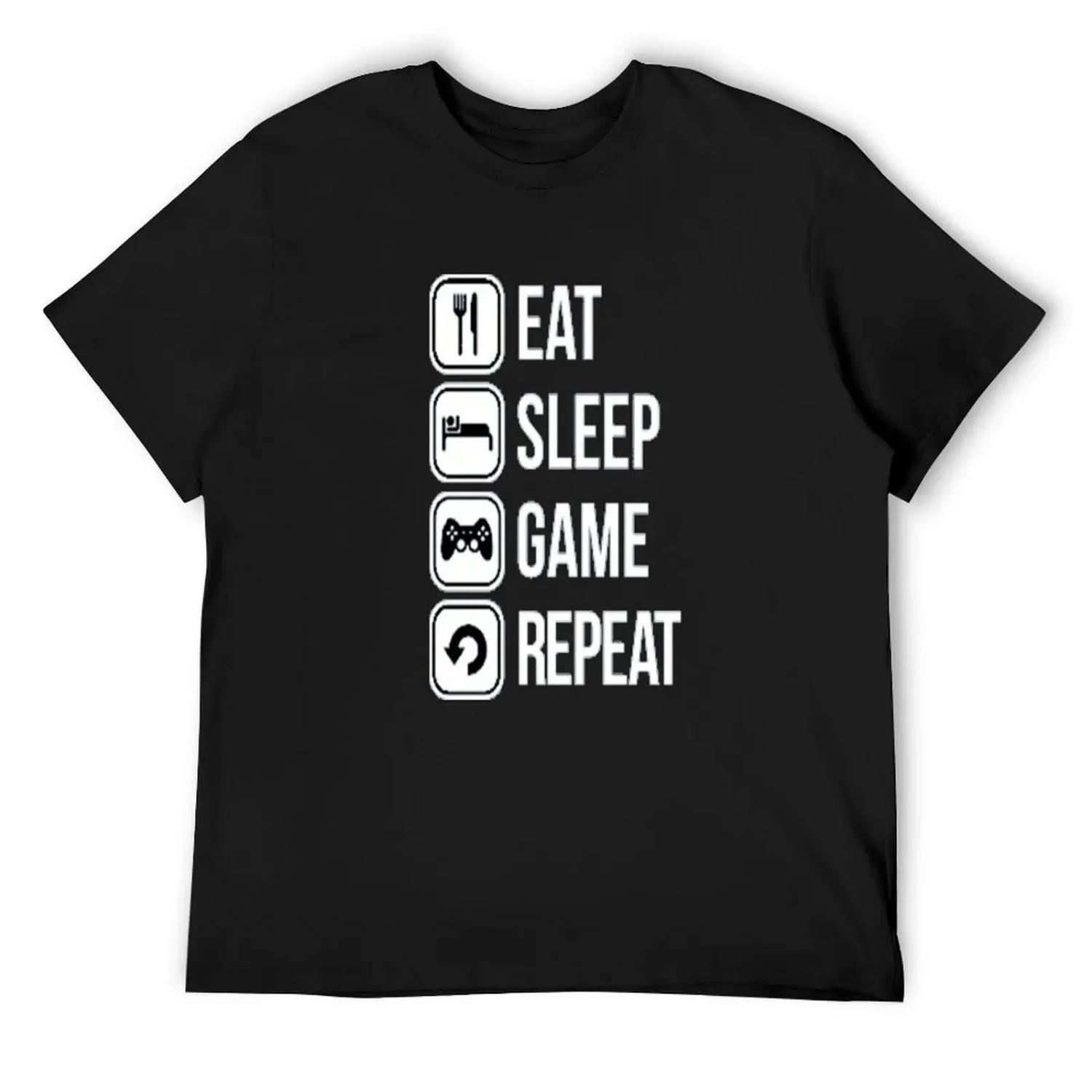 

Gamer design_Eat, sleep, game, rapeat T-Shirt anime shirt Luxury man tees mens plain t shirts XXXXXL чорний