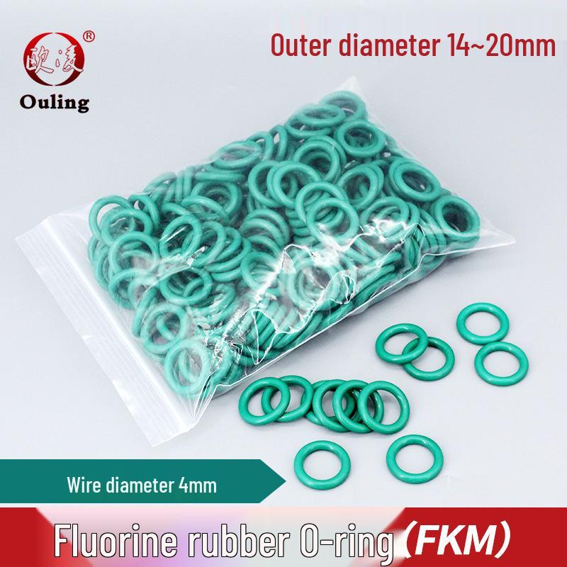 Green Oil, Wear & Pressure-Resistant Fluororubber O-ring - Sizes: 14-20mm Outer Diameter, 4mm Thick 14*4mm (10 pcs)
