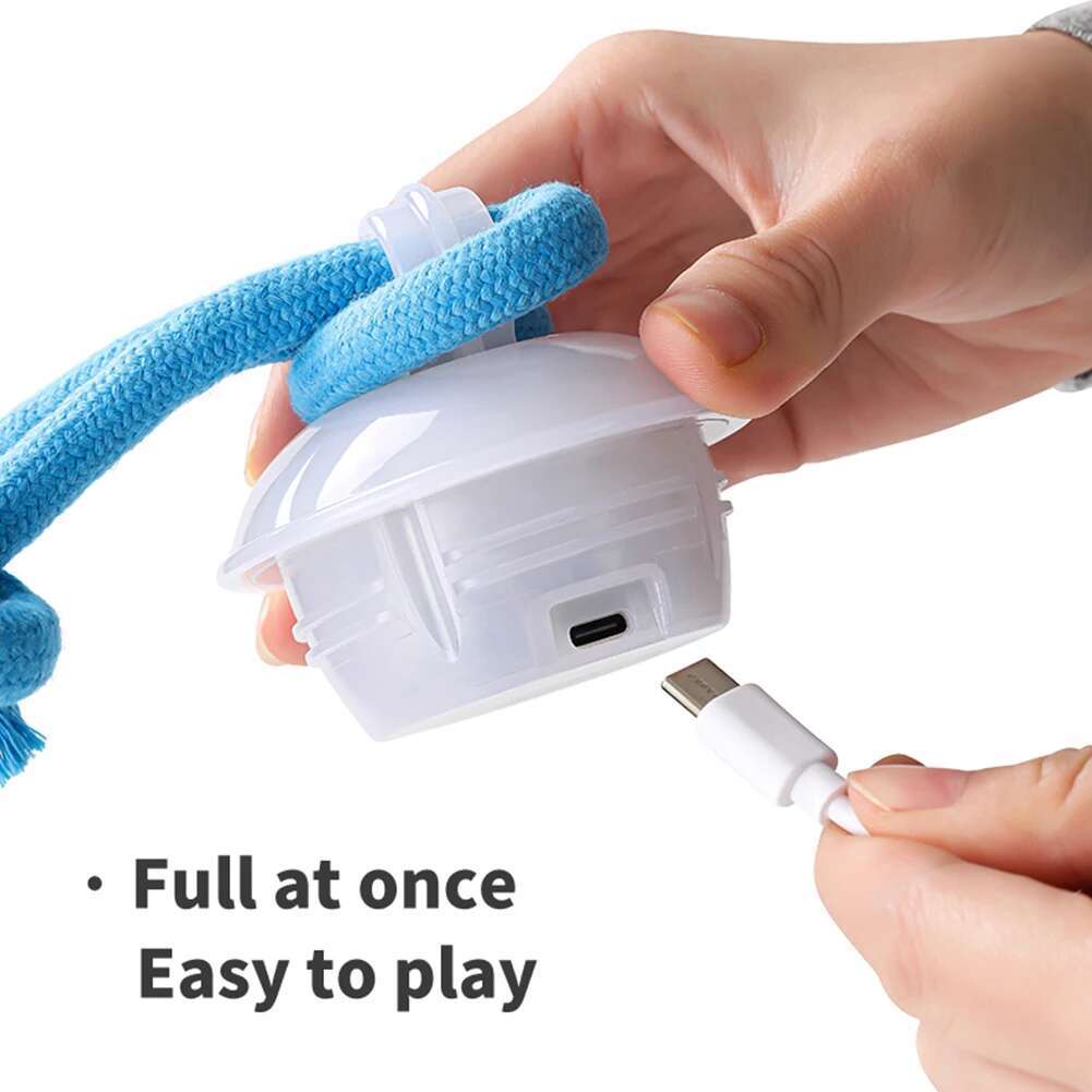 Interactive Dog Toys Smart Rolling Ball With Rope Motion Activated Automatic Moving Squeaky Dog Training Puppy Chew Toy Balls
