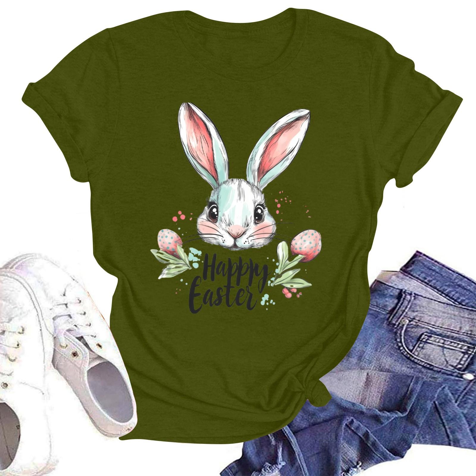 

Женская повседневная свободная футболка с принтом, круглый вырез, пуловер, короткий рукав, топ L армия зеленый