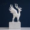 Matte Black Reindeer Statue Christmas Elk with Wings, 3D Printed Figurine, Modern Artistic Desk for Office Standing Deer Sculpture Dining Table,