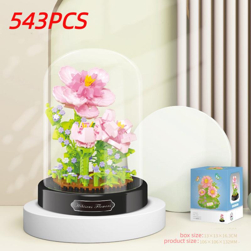 

Цветочные строительные блоки, креативные кактусы, гибискусы, цветочные блоки, игрушки, кирпичи «сделай сам», настольные украшения, игрушки для девочек, подарки