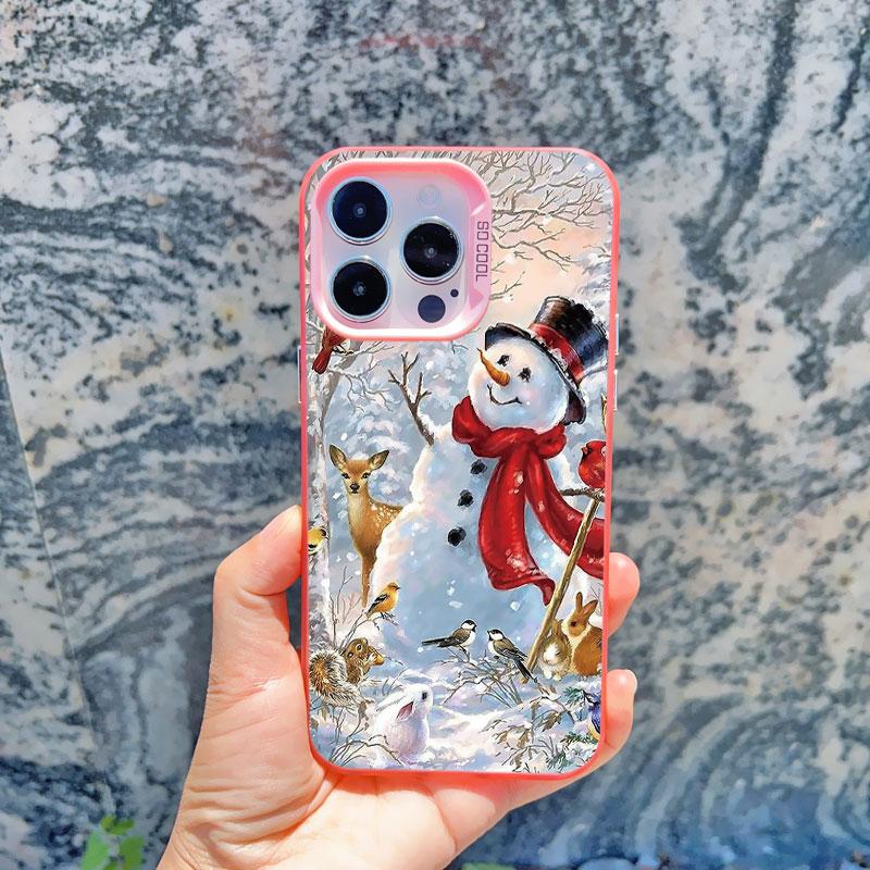 Christmas Snow Tree Phone Case For iPhone 16 Pro Max 15 14 13 12 11 Pro Max 13 Mini 15 14 Plus Shockproof Laser Back Cover Funda