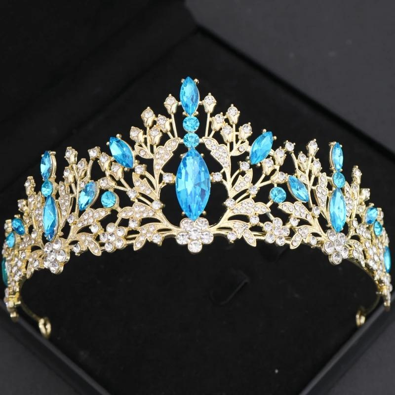 Baroque Vintage Princess Queen Bridal Crown Headwear Crystal Tiara for Women Wedding Crown Hair Dress Accessories Jewelry Crown