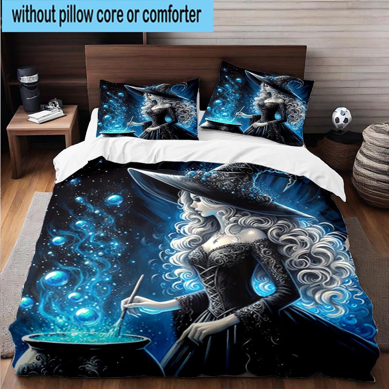 Witchcraft In The Moonlight 3pcs Bedding,Including 1pc Duvet Cover And 2pcs Pillowcases Perfect for Christmas,Ideal for Bedroom, Dormitory