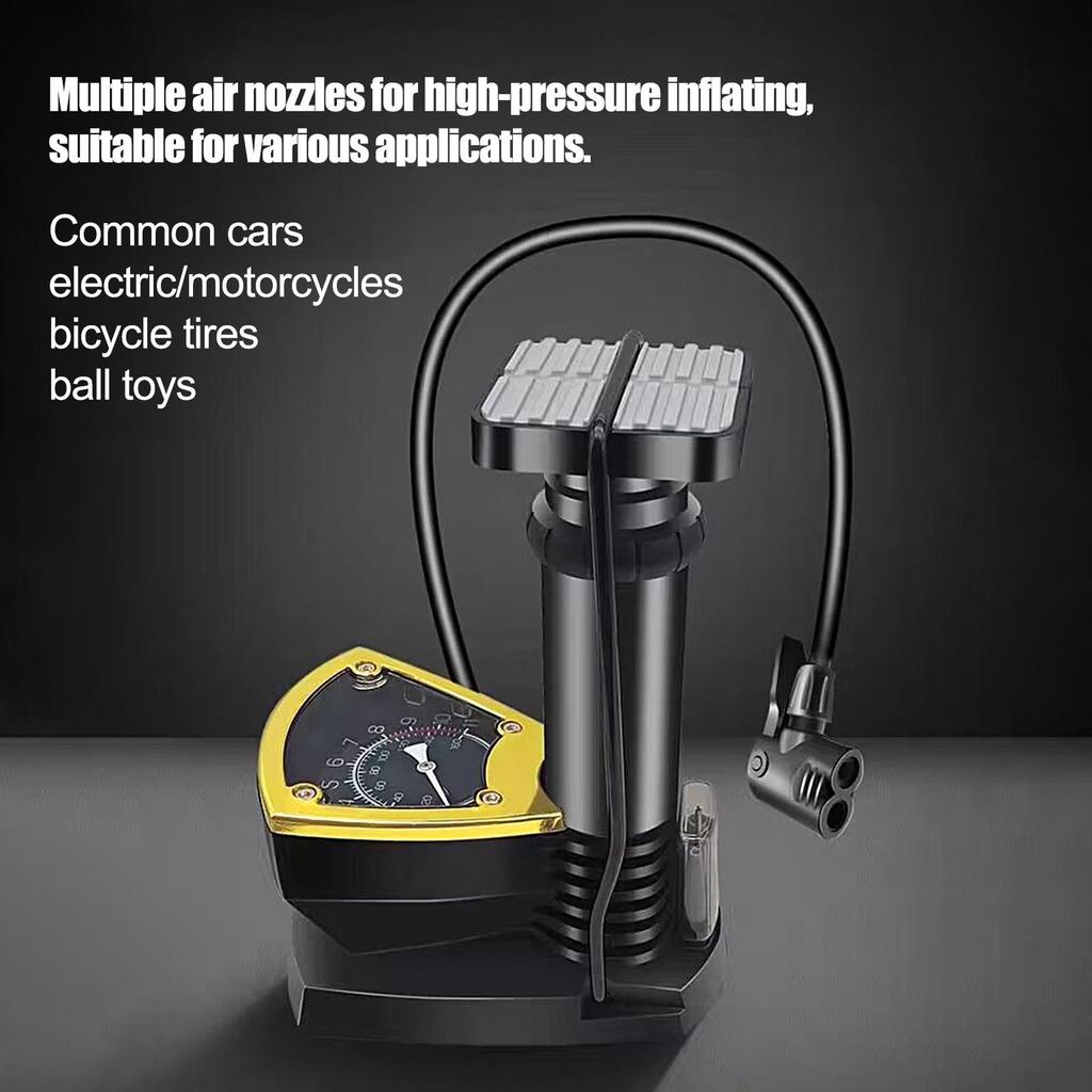 Bike Foot Pump Lightweight Car Foot Inflator With Pressure Gauge Portable Bike Tire Compressor for Sedan Motorcycle Pickup