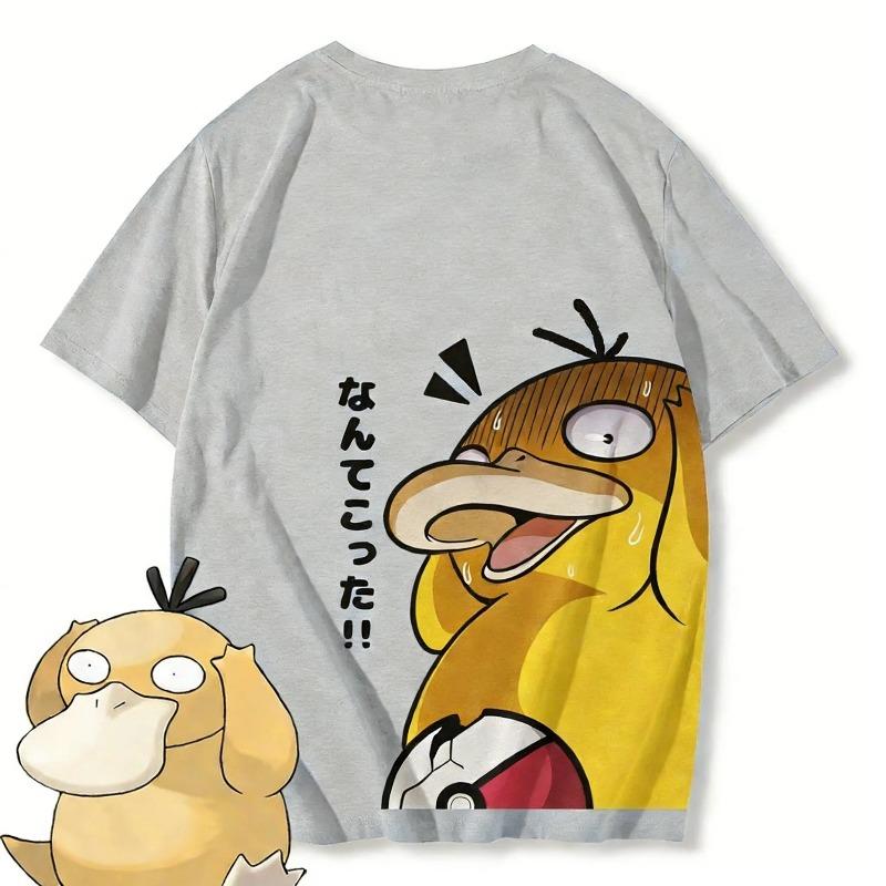Anime Pokemon Psyduck Printed T-shirt Men's and Women's T-shirt Men's Tops Harajuku Y2K T-shirt 2026 Summer New Tee Streetwear