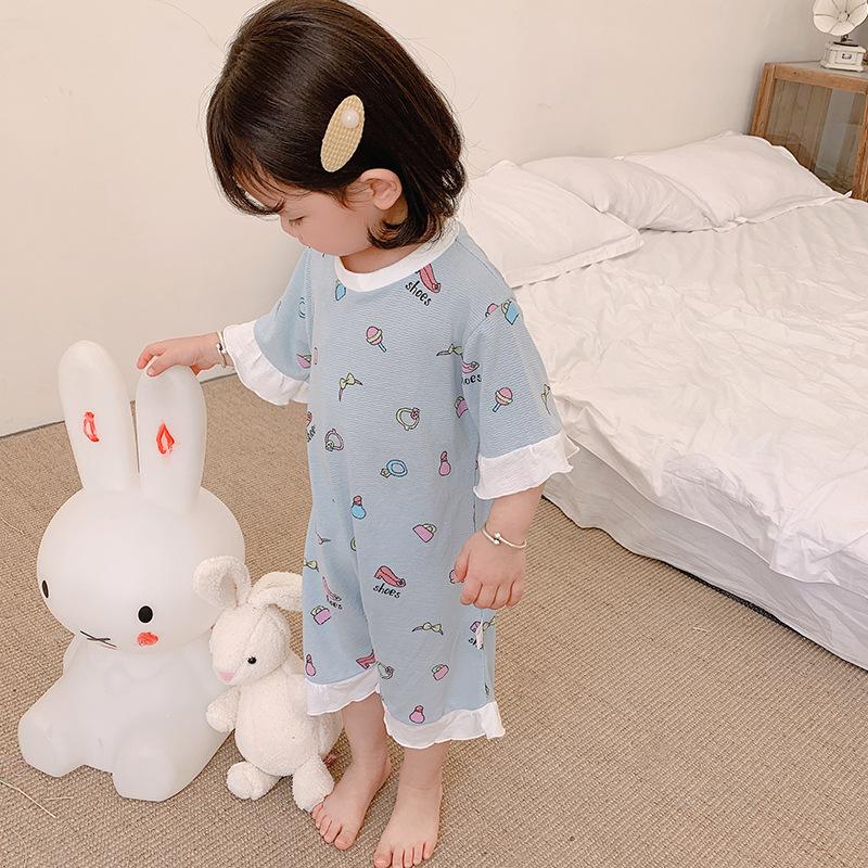 Little Girls Sweet Princess Cartoon Print Summer Thin Sleep Dress Kids Home Nightgown