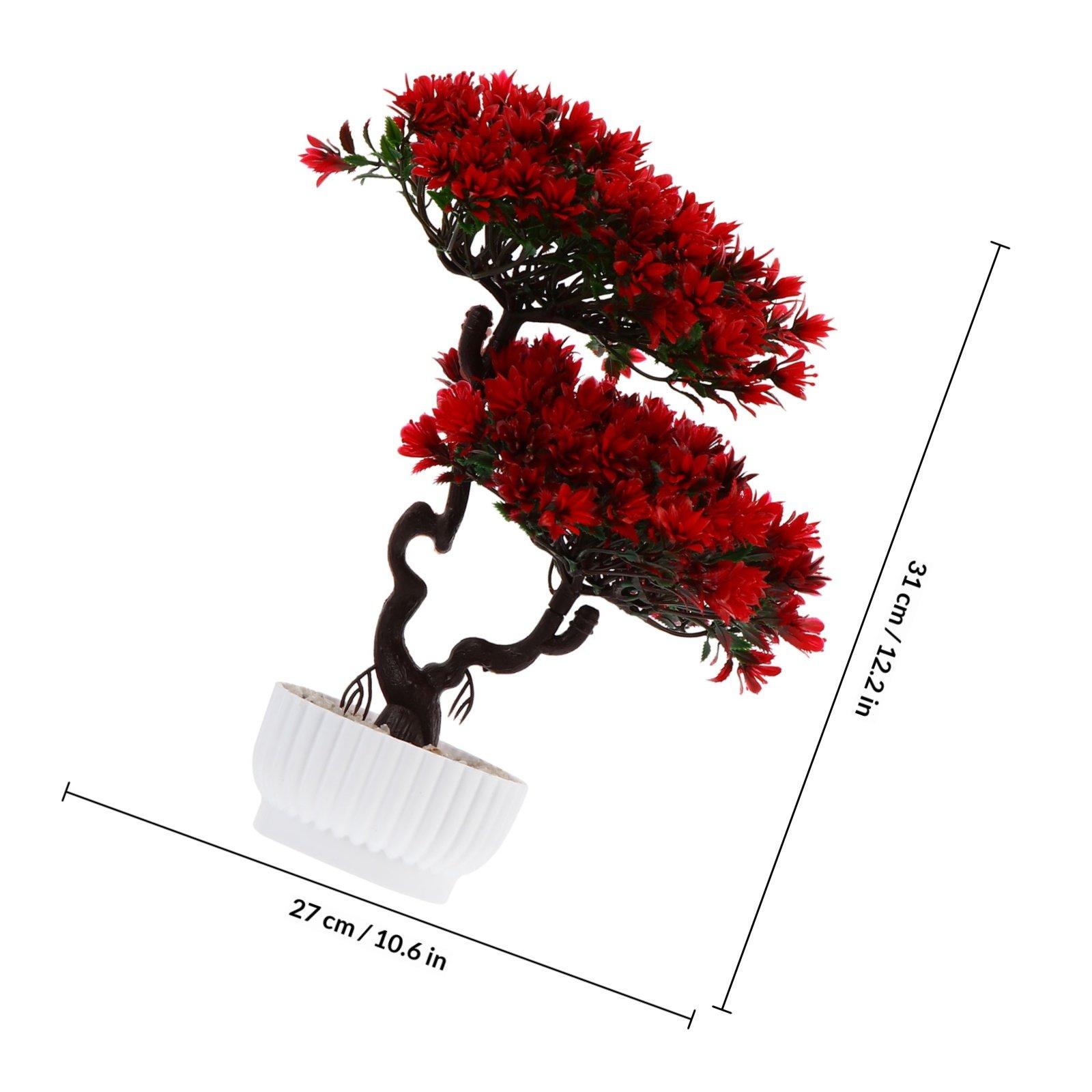 

1Pcs Compact Simulation Bonsai Ornament Fake Plant Pot for Living Room Office Desk Decor Small Exquisite Lifelike Artificial красный