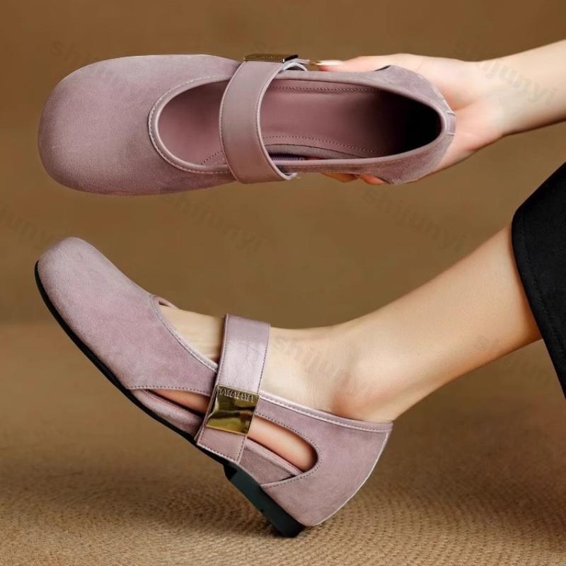 Fashion Women Mary Jane Shoes Summer Fashion Vintage Height Increase Leather Shoes Lightweight Comfortable Outdoor Non Slip Casual Flats