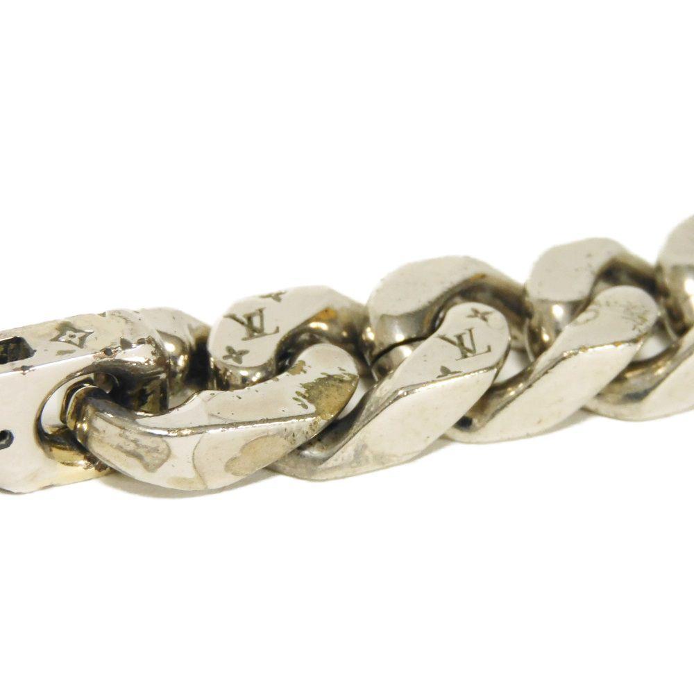 Used 12564 Collier LV Chain Links M69987 7984 LV Logo Flower Curb Chain Monogram Metal Silver Men's from Japan AUTHENTIC