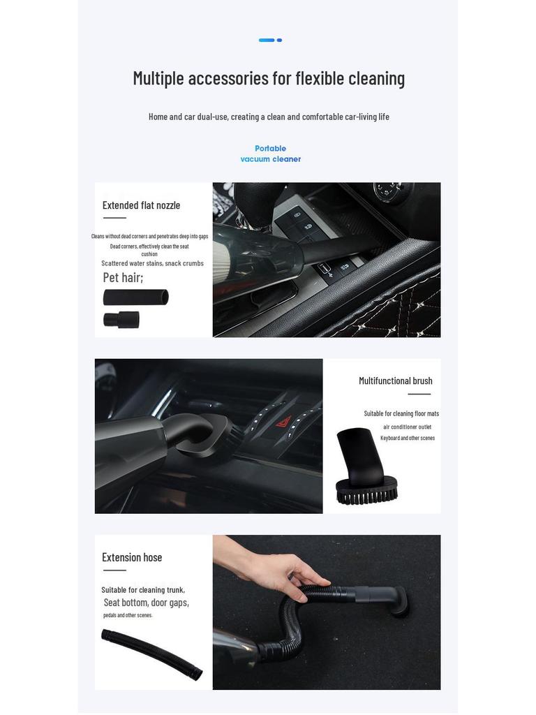 Rechargeable High-Power Wireless Handheld Car Vacuum Cleaner with Strong Suction for Hair