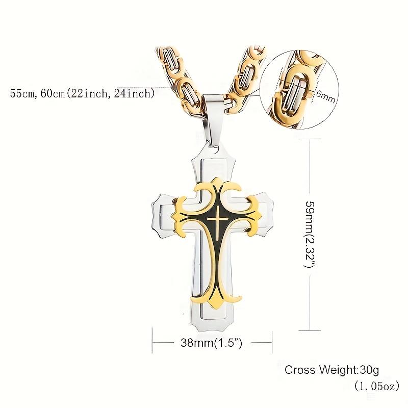 Stainless Steel Cross Men'S Pendant Necklace Jewelry