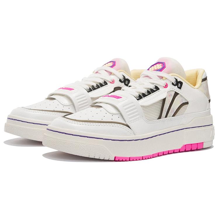 Li Ning Rookie Cushioning Slip Resistant Abrasion Resistant Low Top Vintage Basketball Shoes Women's Ecru ABCS024-1