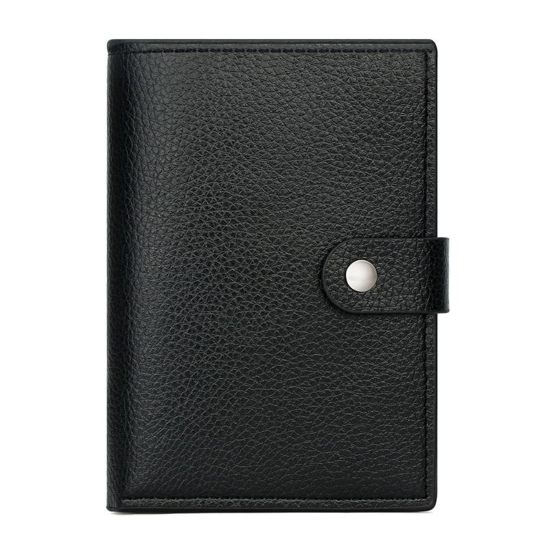 Herren Leder Geldbörse RFID-Blockierend Bifold Clutch Geldbörse Multi Kartenhalter Lange Geldbörse mit Münzfach ID-Fenster und Druckknopfverschluss schwarz