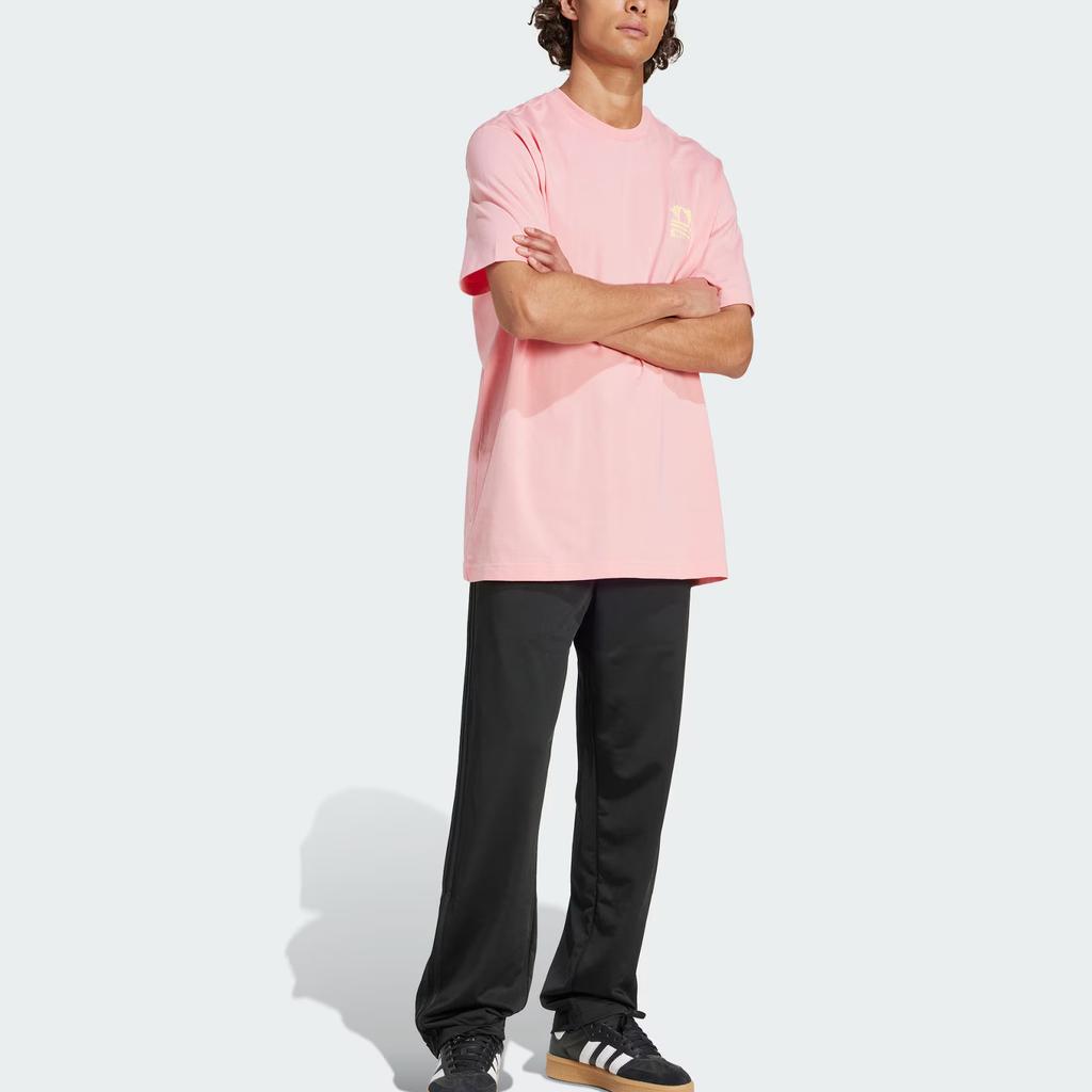 Adidas Originals Resort Graphic Fashion Loose Fit Crew Neck Short Sleeve T-Shirt Men Tops Fluorescent-Pink KC4957
