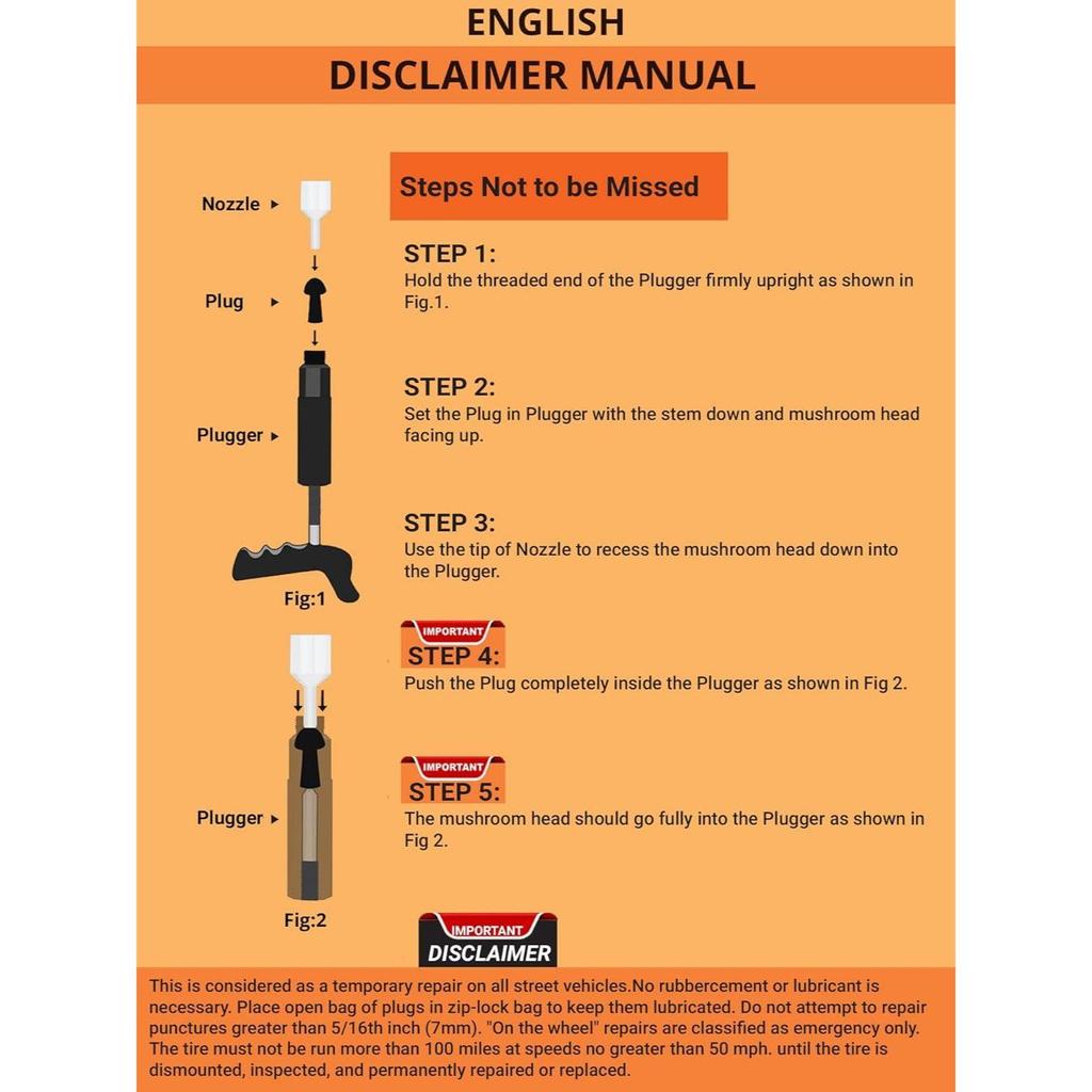 Mushroom Plugs for Tyre Kit | (Mini PK + 15 Plugs) | Spare Rubber Plugs for Car & Motorcycle Tyres | Durable, Leak-Proof Seal
