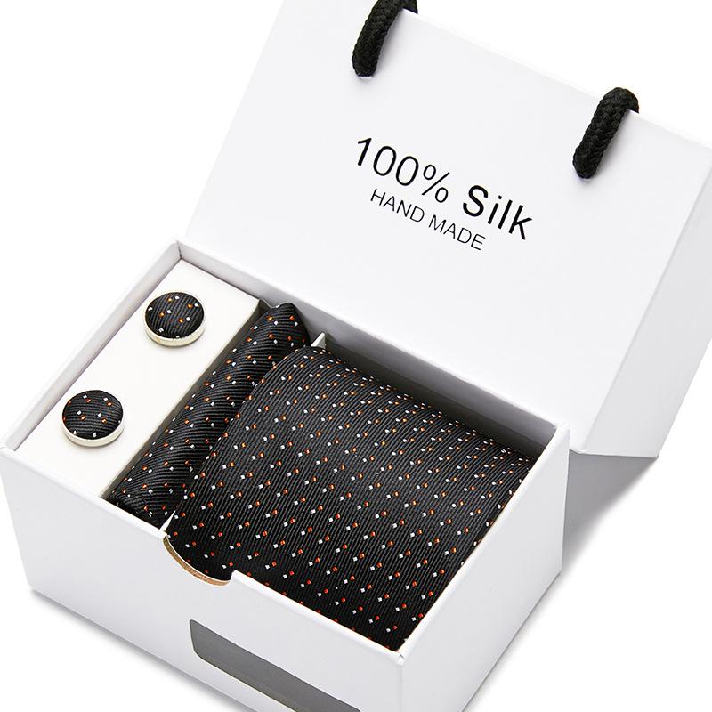 Men'S Tie Gift Box 5-Piece Set Tie Pocket Towel Scarf Cuff