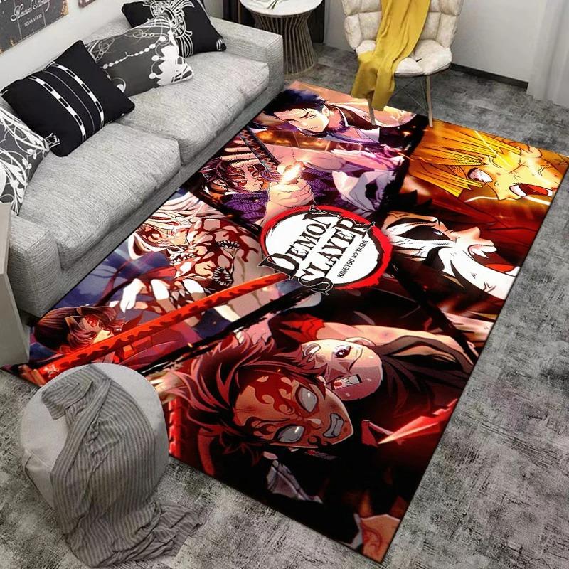 Anime Characters Carpet Mat Rug Water Lightning Effects Team Group Home Decoration Dynamic Vibrant Floor Mat Bedroom Decor
