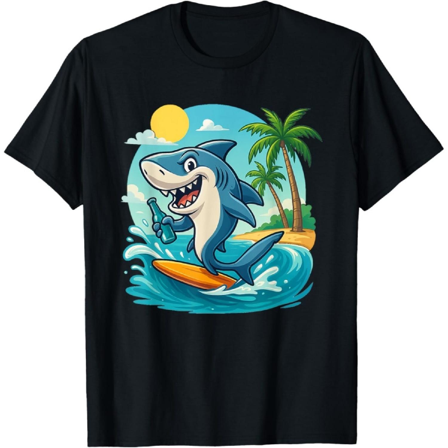 Surfing Shark - Wildlife Sea Lover Marine Biology T-Shirt S
