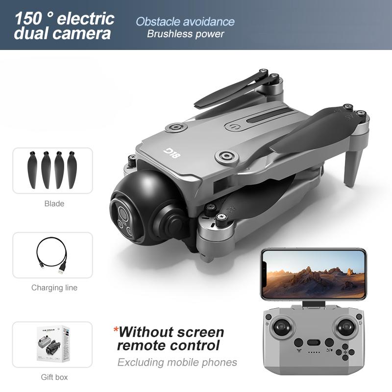 New D18 RC Drone 8K Professional HD Dual Camera 360° Obstacle Avoidance Aerial Optical Brushless Large Screen Quadcopter Toy