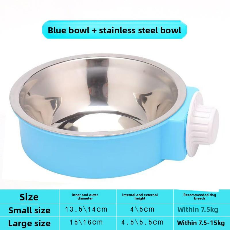 Pet Bowl Feeder, Dog Cage Hanging Fixed Cat Bowl, Dog Bowl, Pet Stainless Steel Dog Bowl