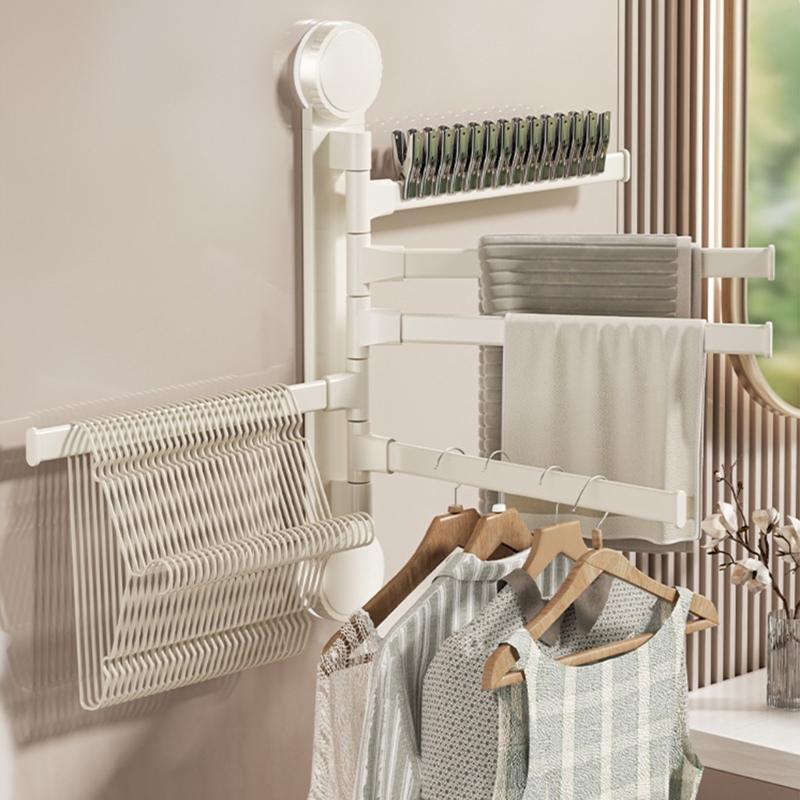 Practical Suction Mounted Towel Rack with Double Rotating Rack Portable for Renters and Wall Friendly Homes Hanging