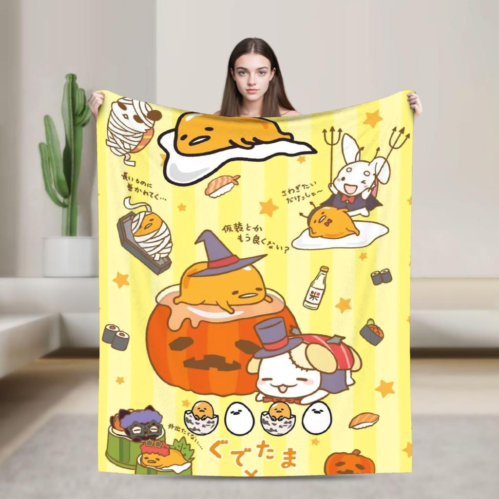 Gudetama Roztomilé Vajíčko Kreslenádeka Flanelová Ultra-Měkké Deky na Cestování Letadlem Ložnici Prošívanádeka