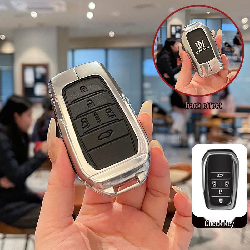 Premium Metal & Leather Key Case for 14th Gen Toyota Crown