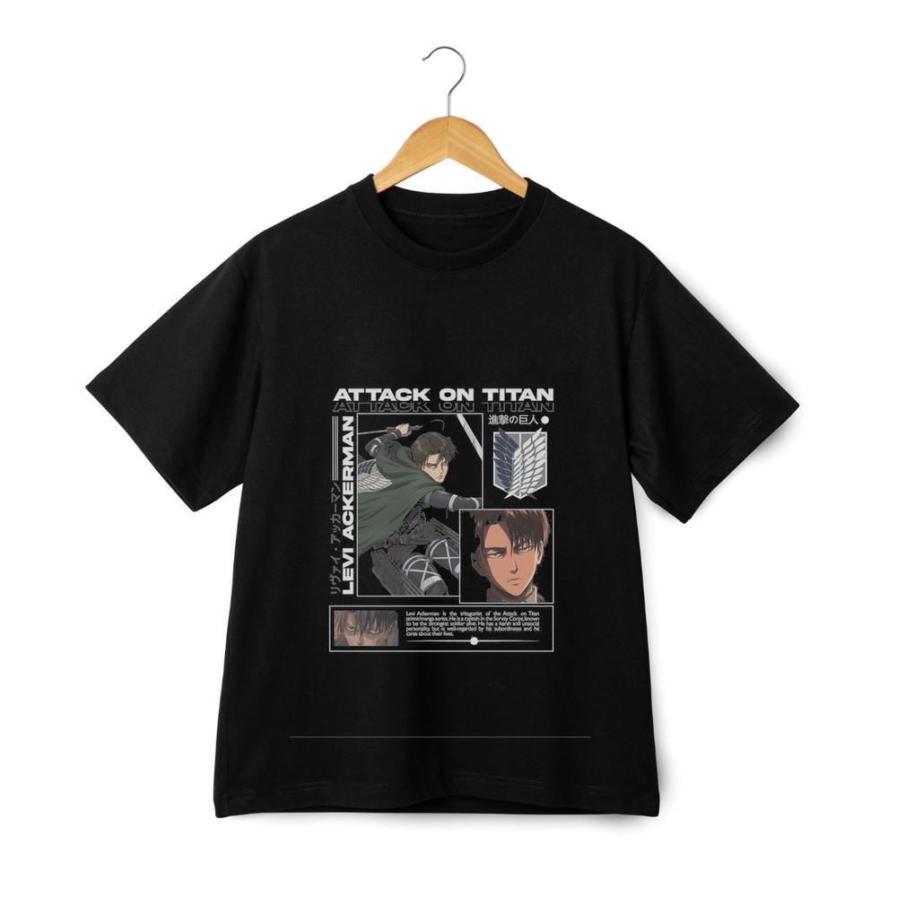 

Attack on Titan Levi Ackerman T-Shirt – AOT Anime Graphic Tee Survey Corps S