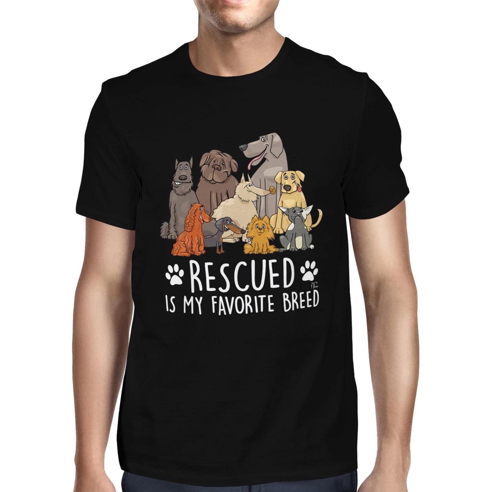 1Tee Mens Rescued is my favourite breed T-Shirt L