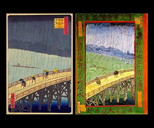 Mouse Pad of Hiroshige Utagawa and Van Hundred Famous Views of Shower At Great Bridge Photopad Gogh's "One Edo Atake" (Ukiyo-e Series)