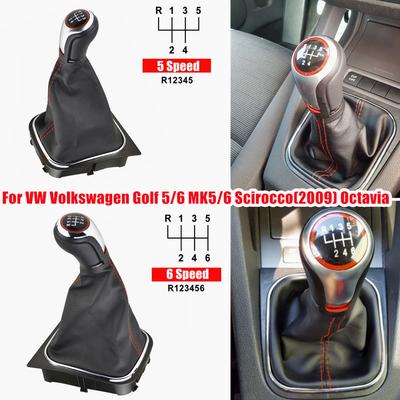 5 6 Speed Gear Shift Knob Real PU Leather Gaitor Boot For VW Volkswagen Golf V 5 Golf VI 6 GTD G-TI R20 Sport EOS Jetta Scirocco