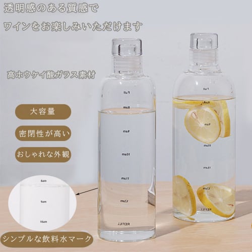 500ml Glass Water Bottle, Sports Drink Compatible, Leak-Proof, BPA-Free, Stylish, Outdoor, Water Bottle with Time Marker, Transparent, Hydration