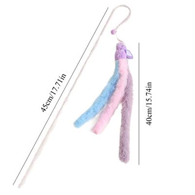 Cat Teaser Stick With Bell Funny Plush Rabbit Cat Stick Interactive Kitten Toy Self High Durable Bite Cat Toy Pet Accessories