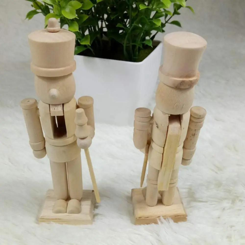 6Pcs Christmas Wooden Unfinished Nutcracker Figurines DIY Blank Unpainted Nutcracker Puppet Walnut Soldier Ornament Decor New