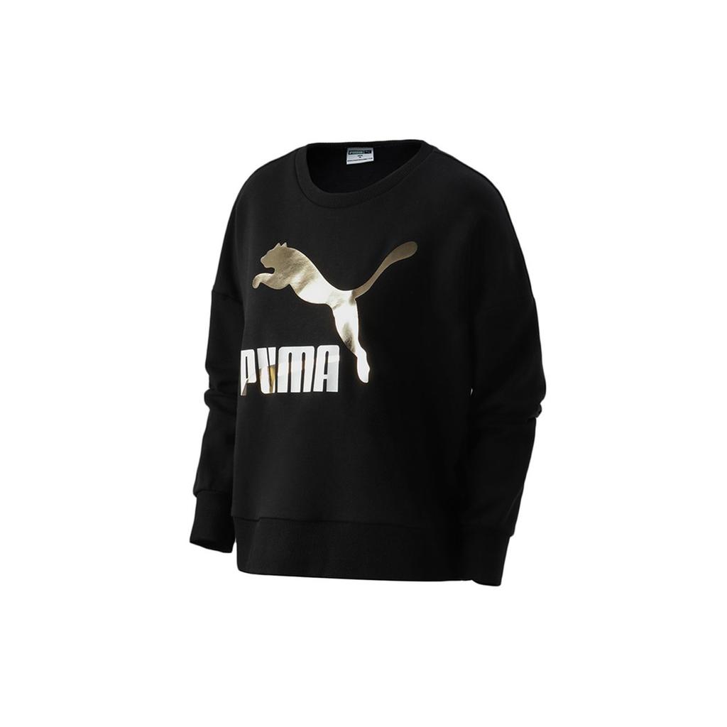 Puma Bluzy Damskie Czarne Okrągły Dekolt Umiarkowane Regularne 531382-51
