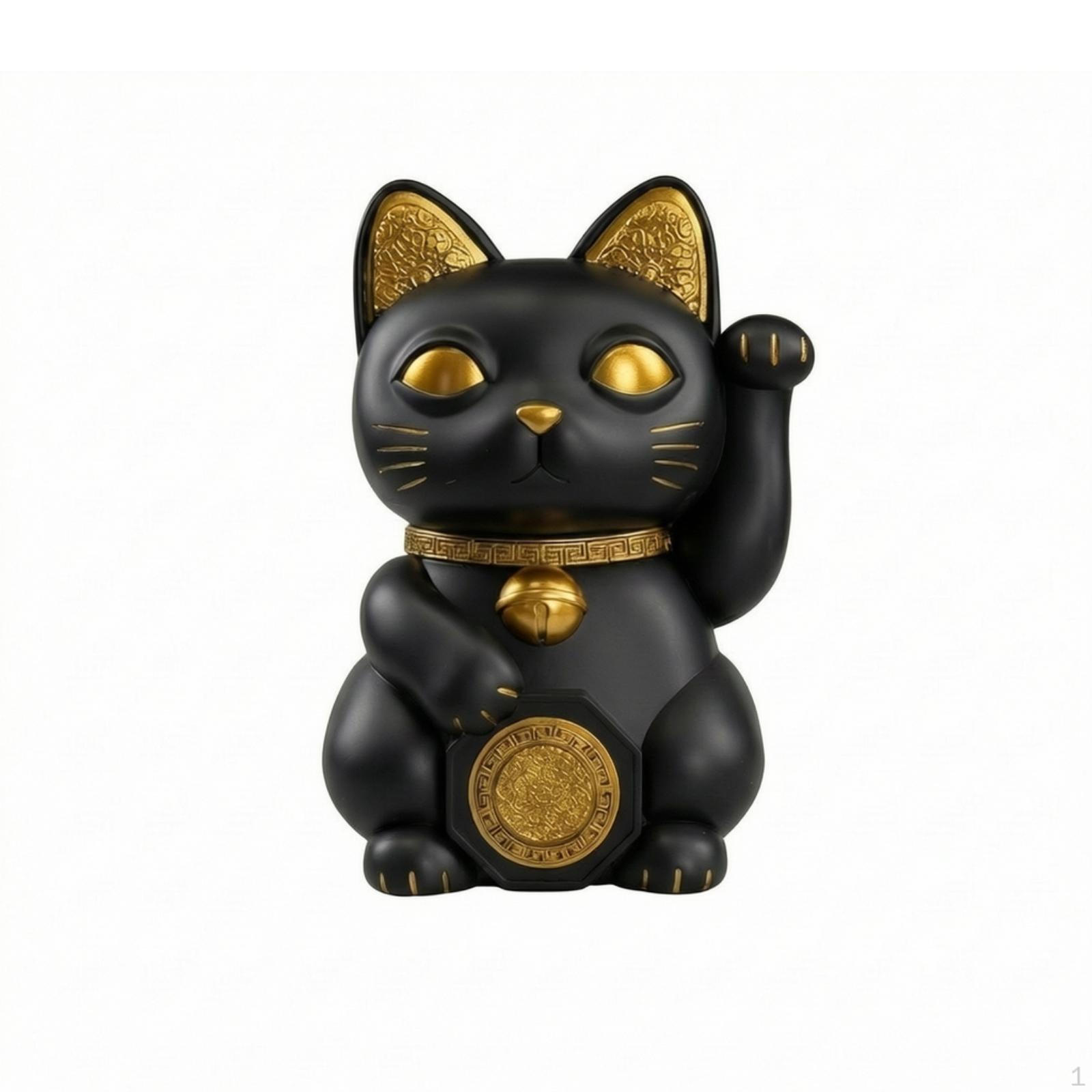 Maneki Neko Matēta Melna Sveķu Laimīgais