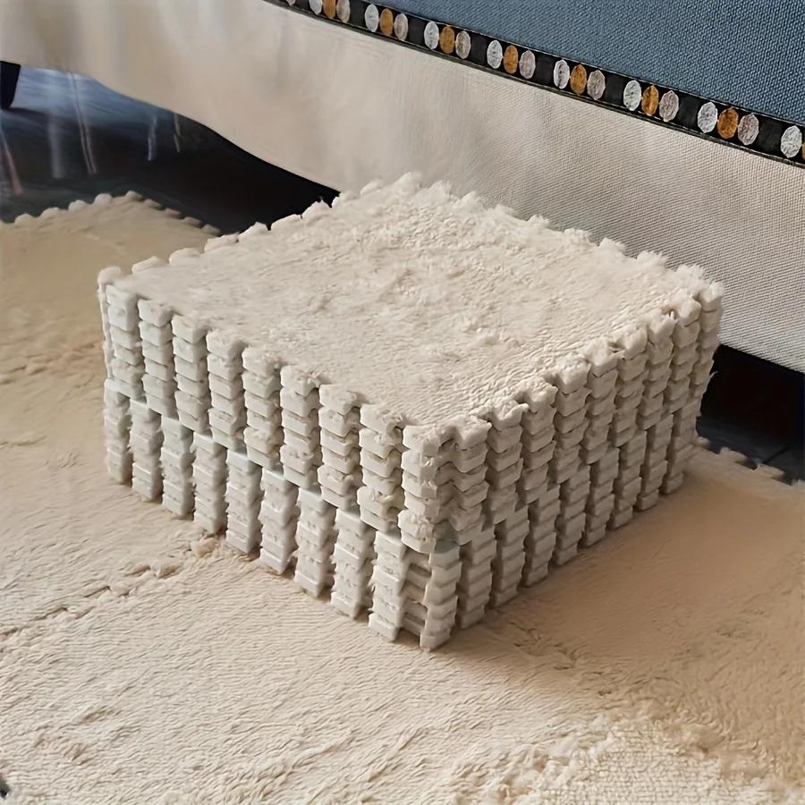 16pcs Soft Anti-Fall Interlocking Floor Mat Square Foam Tile Carpet Children's Puzzle Sports Mat Bedroom Bedside Decoration