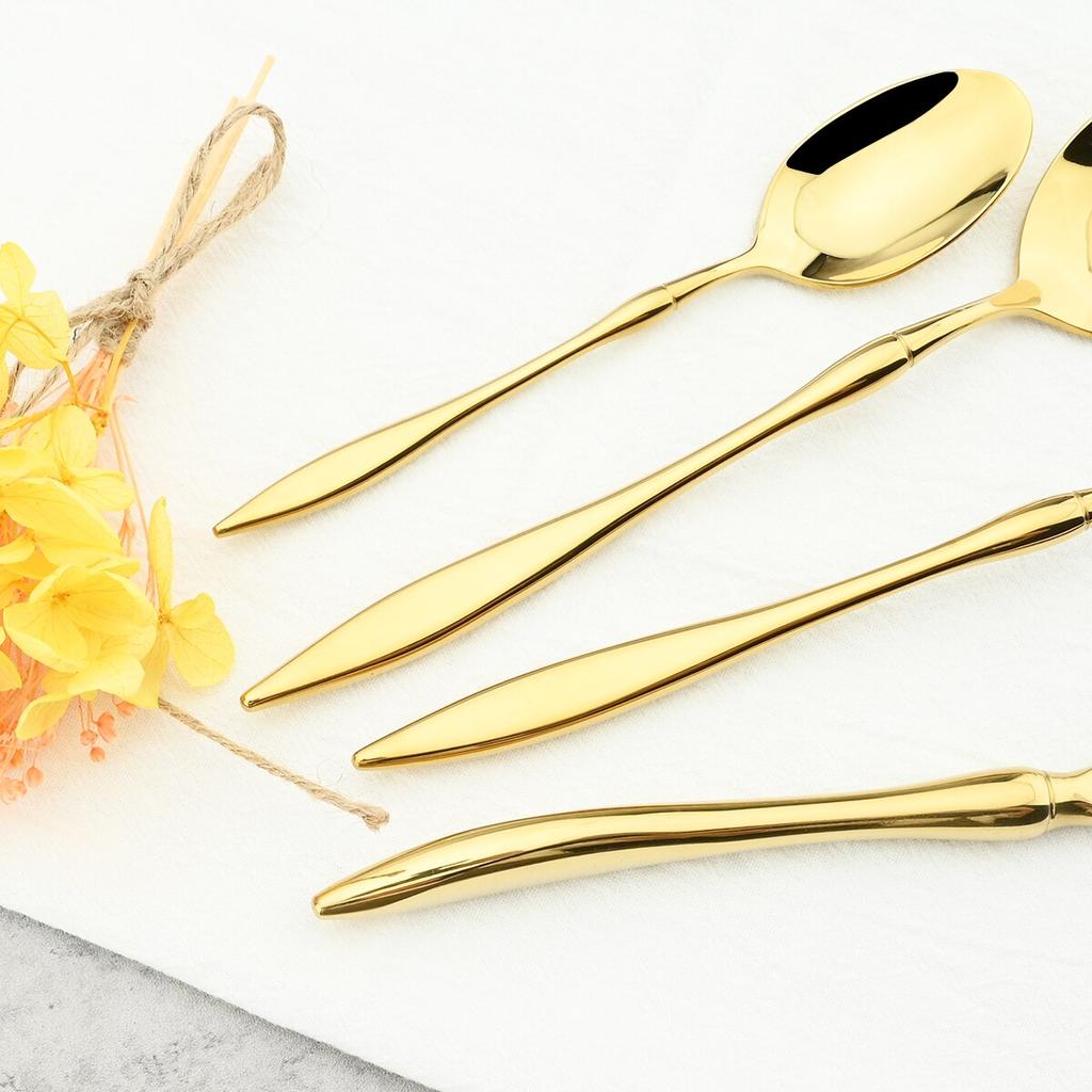 4ks/sada Vintage nádobí Sada příborů z nerezové oceli 304 Nůž Vidlička Čajová lžička Nádobí Party Kuchyňka Sada příborů