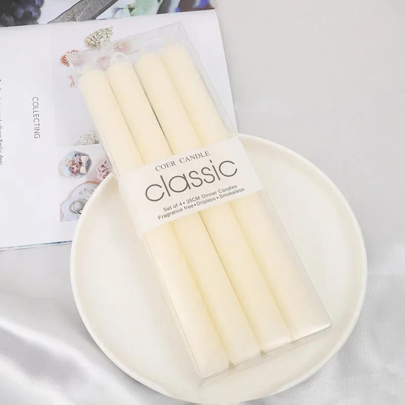 European Minimalist Solid Color Candle Long Straight Pole Pearl Design Home Wedding Dinner Decor Western Style Candle Ornament