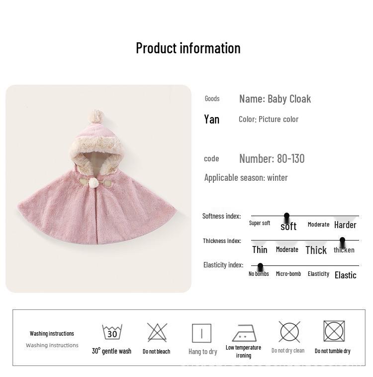 Children's Windproof Fleece Cape Shawl – Thickened Autumn/Winter Outerwear