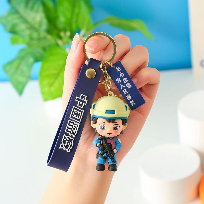 Firefighter Keychain: Cute 3D Traffic Police Pendant, Fashionable Event Gift
