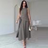 2026 Womens Loose Fit Sleeveless Round Neck Solid Color Maxi Dress Comfortable Casual Style