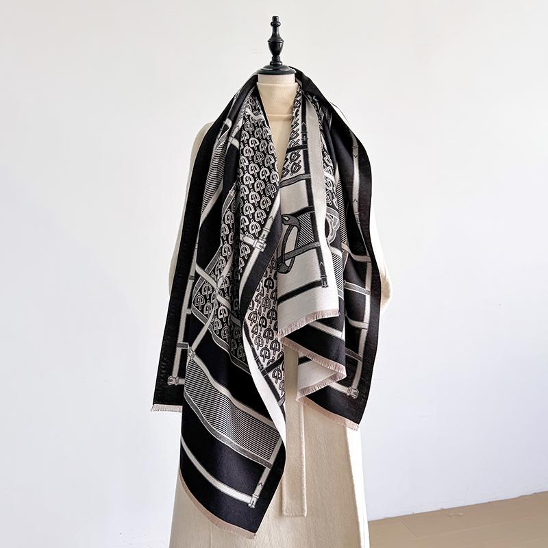 Eleganter Floral Jacquard Schal Imitation Kaschmir Weich Warm Vielseitiger Schal Kälteschutz Winddicht Decke Schal Für Herbst Winter